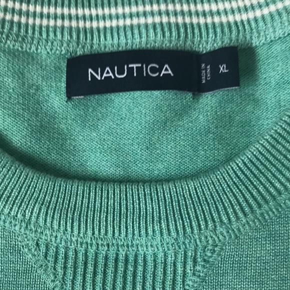 Nautica green cotton/viscose roomy sweatshirt style sweater EUC - Picture 3 of 7